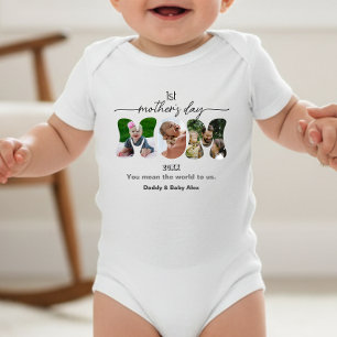 First Mother's Day Mum Cutout 3 Photos Collage   Baby Bodysuit
