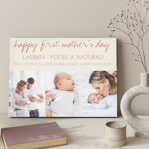 First Mother's Day Name 3 Photo Cream Canvas Print