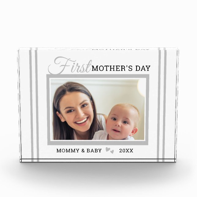First Mother's Day New Mom White Photo Block (Front)