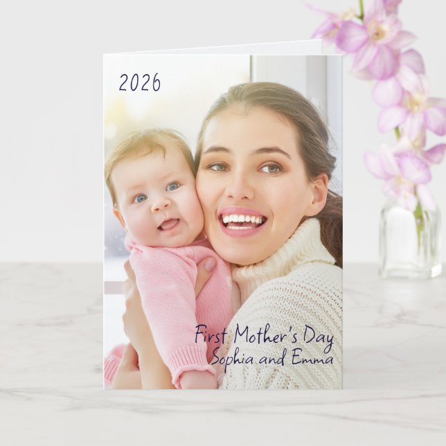 First Mother's Day Photo and Year  Card (Orchid)