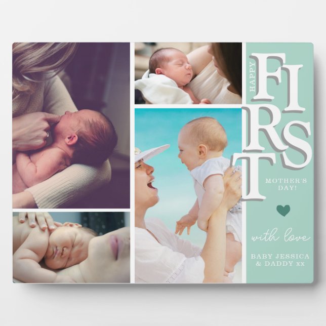 First Mother's Day Photo Collage Plaque  – Modern (Front)