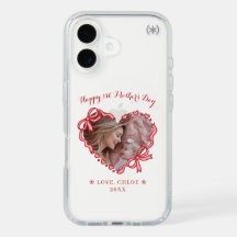 First Mother's Day Photo Heart Frame Red Pink Bow