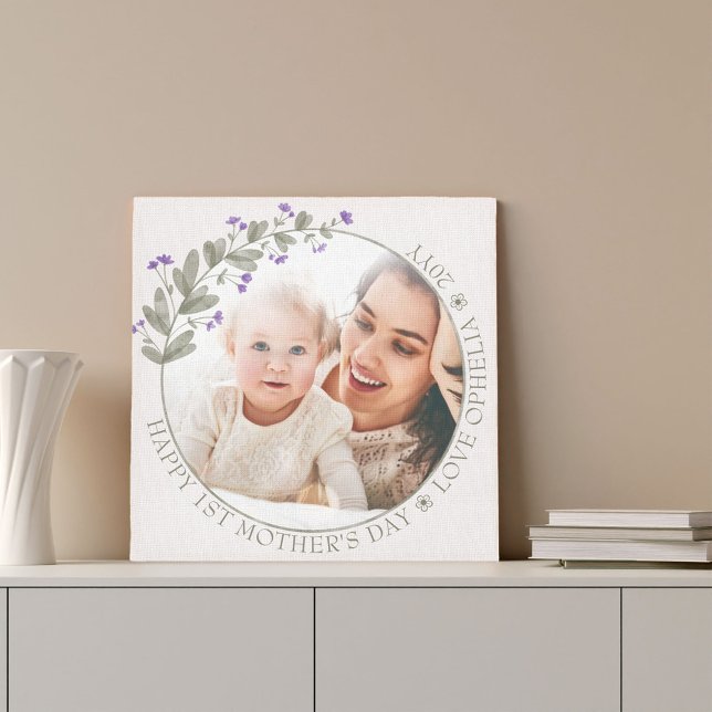 First Mothers Day Photo Wildflower Floral Frame Canvas Print (Creator Uploaded)