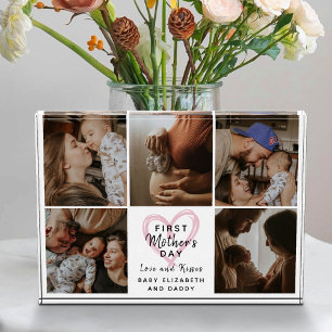 First Mother's Day Picture Collage Heart Keepsake Photo Block