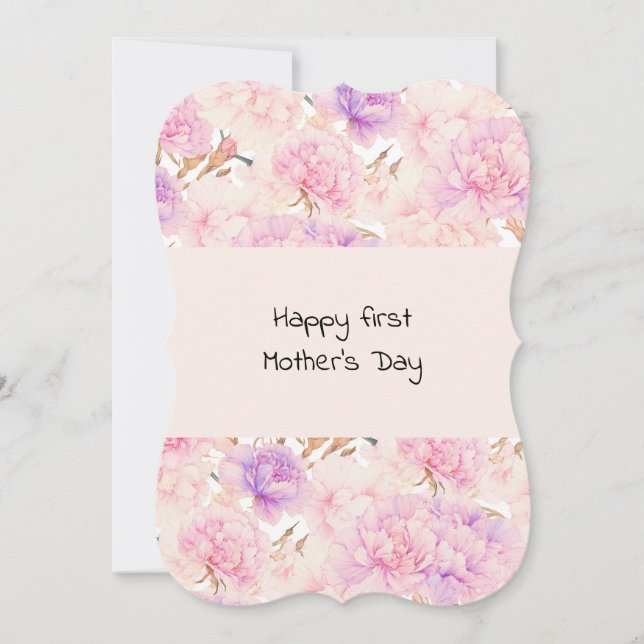 First Mother's Day, Pink and Purple Carnations, (Front)