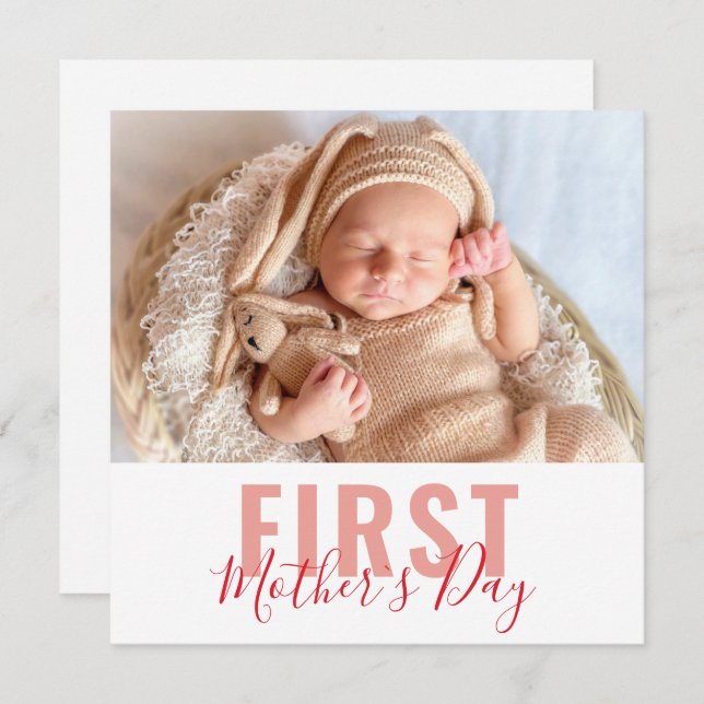 First Mother's Day Script Photo Holiday Card (Front/Back)
