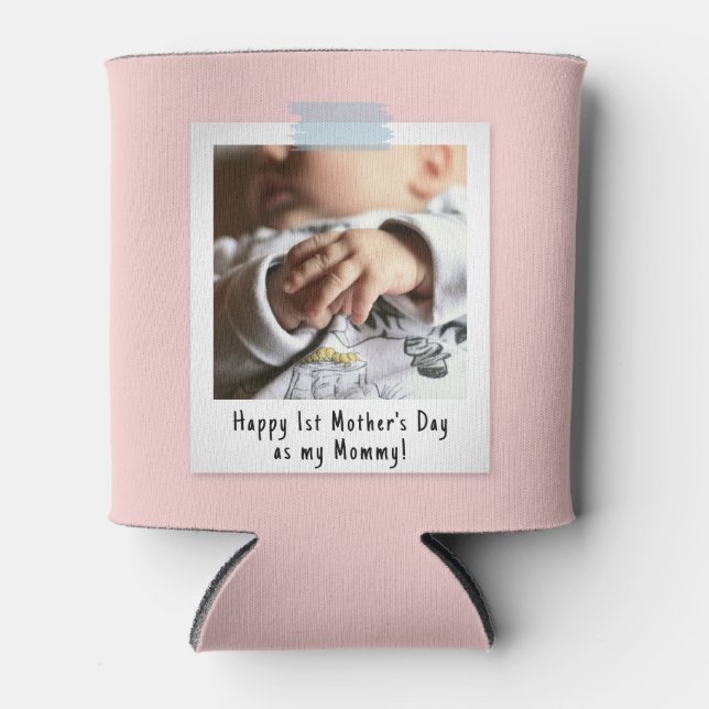 First Mother's Day Snapshot Style Photo Can Cooler (Front)