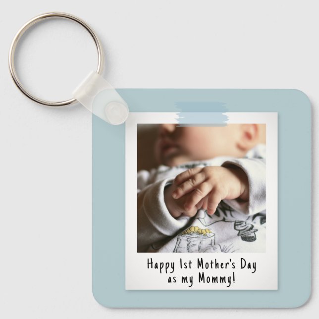 First Mother's Day Snapshot Style Photo Keepsake Key Ring (Front)