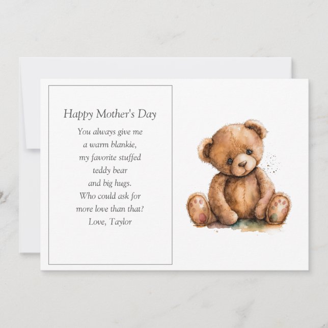 First Mother's Day Teddy Bear Mother's Day Holiday Card (Front)