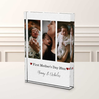 First Mothers Day Three Photo Collage Block