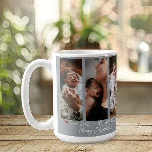 First Mother's Day Three Photo Collage Grey Coffee Mug