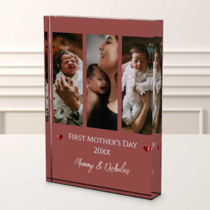 First Mother's Day Three Photo Collage Terracotta