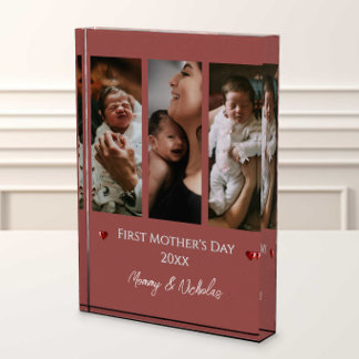 First Mother's Day Three Photo Collage Terracotta