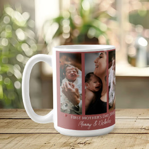 First Mother's Day Three Photo Collage Terracotta Coffee Mug