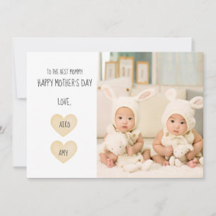 First Mothers Day Twins Photo Holiday Card