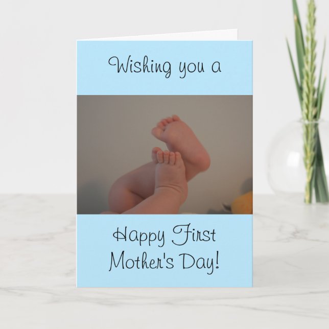 First Mother's Day with Message Baby Boy Card (Front)