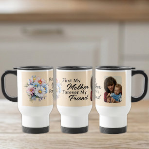 First my mother 1 photo flowers peach travel mug