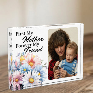 First my mother 1 photo gerbera flowers white block