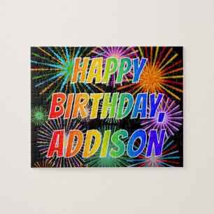 First Name "ADDISON", Fun "HAPPY BIRTHDAY" Jigsaw Puzzle