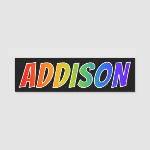 First Name "ADDISON": Fun Rainbow Colouring Tag