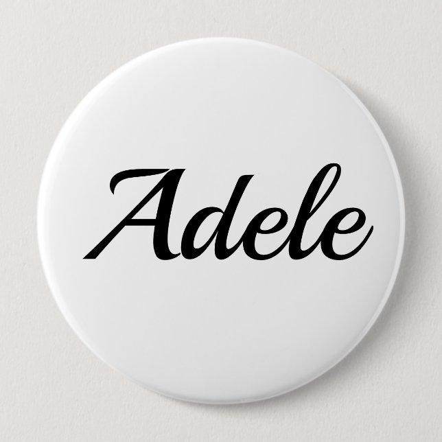 first name Adele black and white 10 Cm Round Badge (Front)