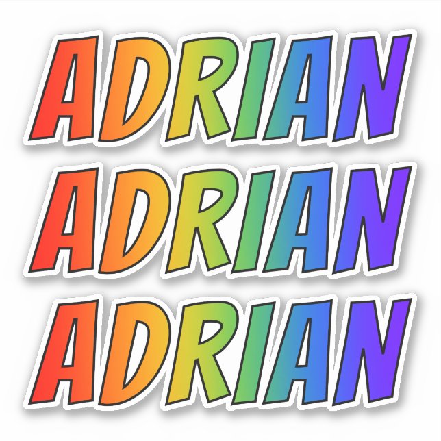 First Name "ADRIAN" w/ Fun Rainbow Colouring (Front)