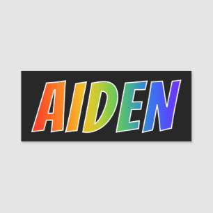 First Name "AIDEN": Fun Rainbow Colouring Name Tag