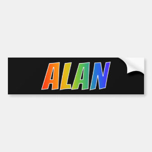 First Name "ALAN": Fun Rainbow Colouring Bumper Sticker