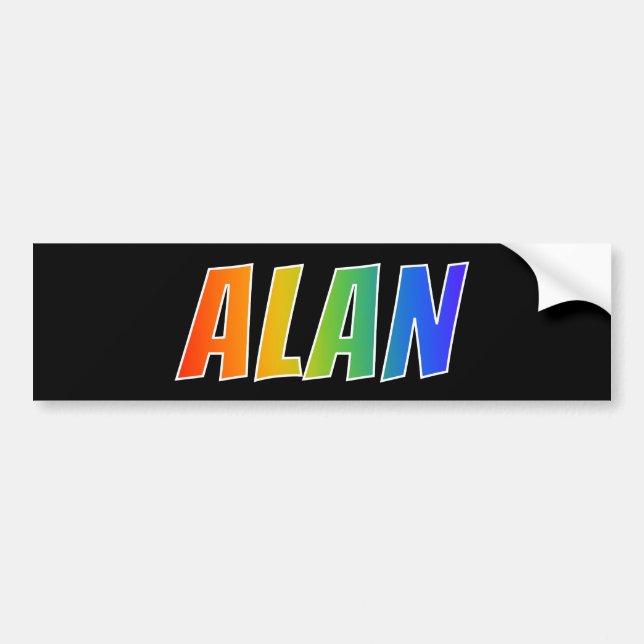 First Name "ALAN": Fun Rainbow Colouring Bumper Sticker (Front)