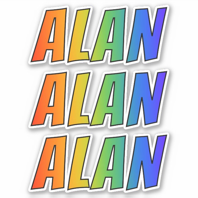 First Name "ALAN" w/ Fun Rainbow Colouring (Front)