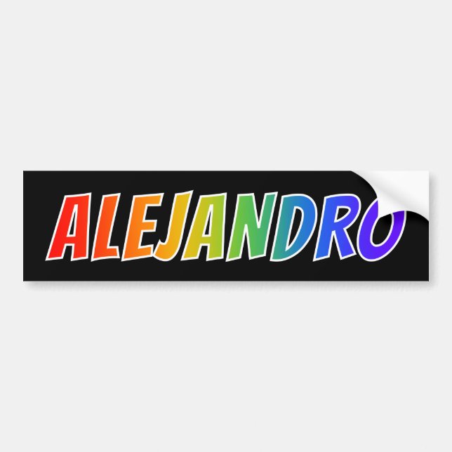 First Name "ALEJANDRO": Fun Rainbow Colouring Bumper Sticker (Front)