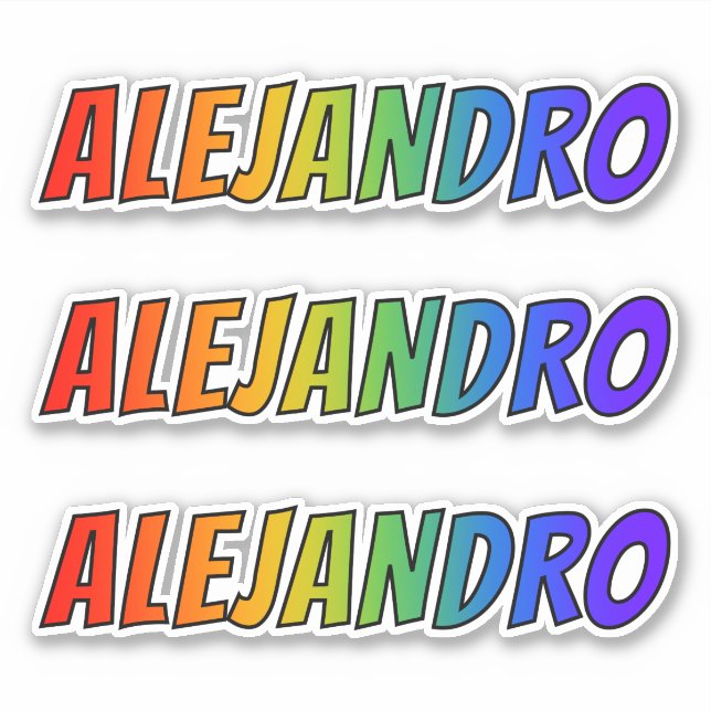 First Name "ALEJANDRO" w/ Fun Rainbow Colouring (Front)