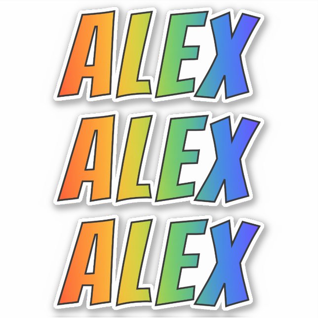 First Name "ALEX" w/ Fun Rainbow Colouring (Front)