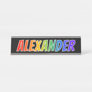 First Name "ALEXANDER": Fun Rainbow Colouring Desk Name Plate