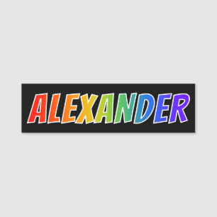 First Name "ALEXANDER": Fun Rainbow Colouring Name Tag