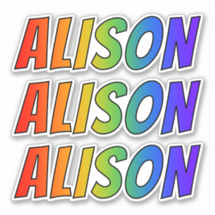 First Name "ALISON" w/ Fun Rainbow Colouring