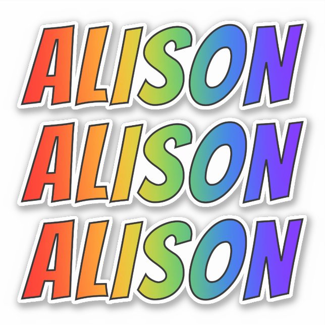First Name "ALISON" w/ Fun Rainbow Colouring (Front)