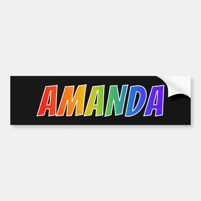 First Name "AMANDA": Fun Rainbow Colouring Bumper Sticker (Front)