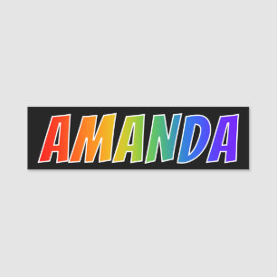 First Name "AMANDA": Fun Rainbow Colouring Tag