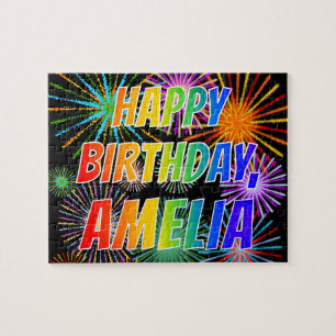First Name "AMELIA", Fun "HAPPY BIRTHDAY" Jigsaw Puzzle