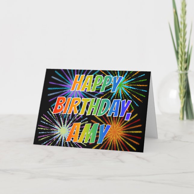 First Name "AMY" Fun "HAPPY BIRTHDAY" Card (Front)