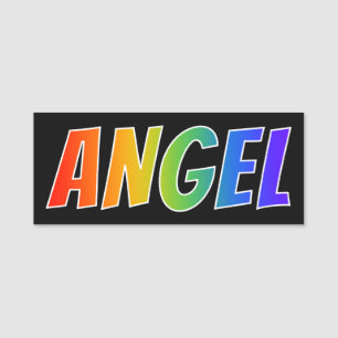First Name "ANGEL": Fun Rainbow Colouring Name Tag