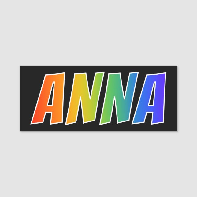 First Name "ANNA": Fun Rainbow Colouring Name Tag (Front)