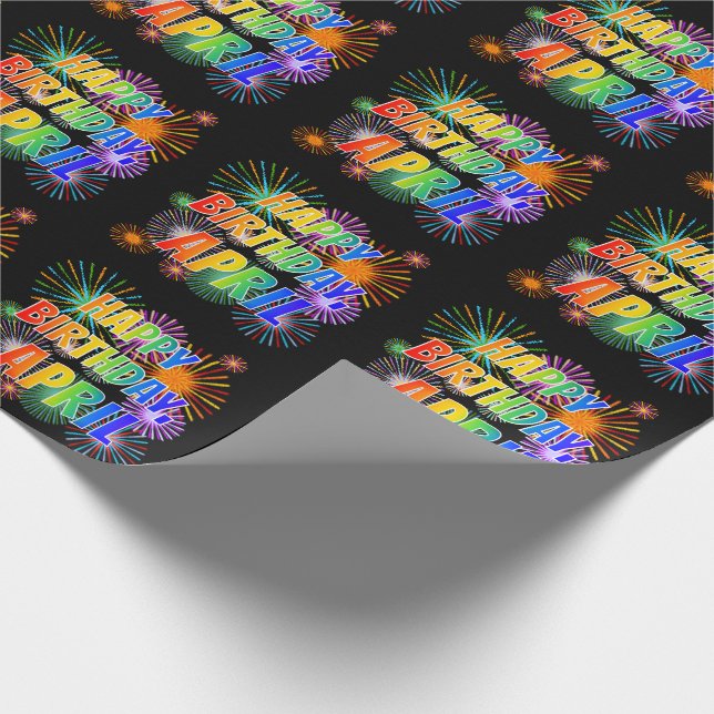 First Name "APRIL", Fun "HAPPY BIRTHDAY" Wrapping Paper (Corner)