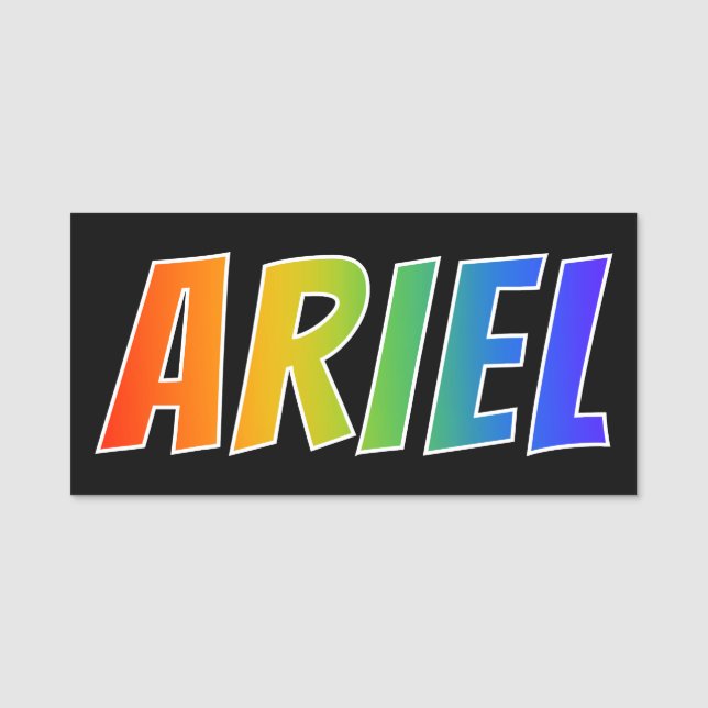 First Name "ARIEL": Fun Rainbow Colouring Tag (Front)