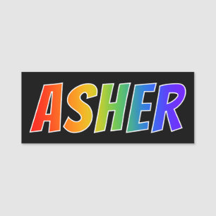 First Name "ASHER": Fun Rainbow Colouring Name Tag