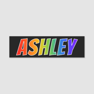 First Name "ASHLEY": Fun Rainbow Colouring Name Tag