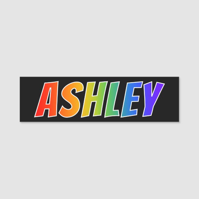 First Name "ASHLEY": Fun Rainbow Colouring Tag (Front)