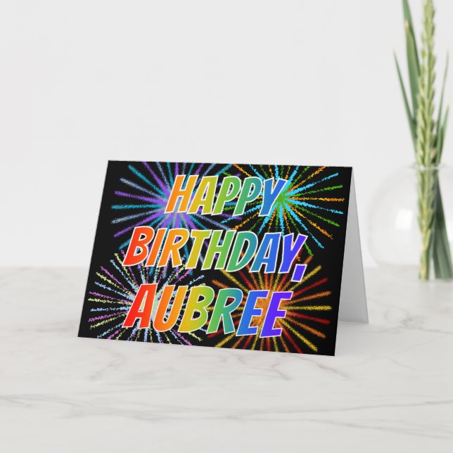 First Name "AUBREE" Fun "HAPPY BIRTHDAY" Card (Front)