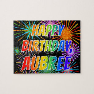 First Name "AUBREE", Fun "HAPPY BIRTHDAY" Jigsaw Puzzle